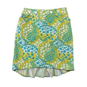 Etcetera Y2K Green Yellow Polka Dot Mini Skirt 0